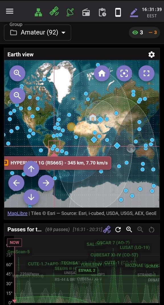 Earth view page on mobile